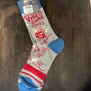 Blue Q Red and Gray Video Game Socks